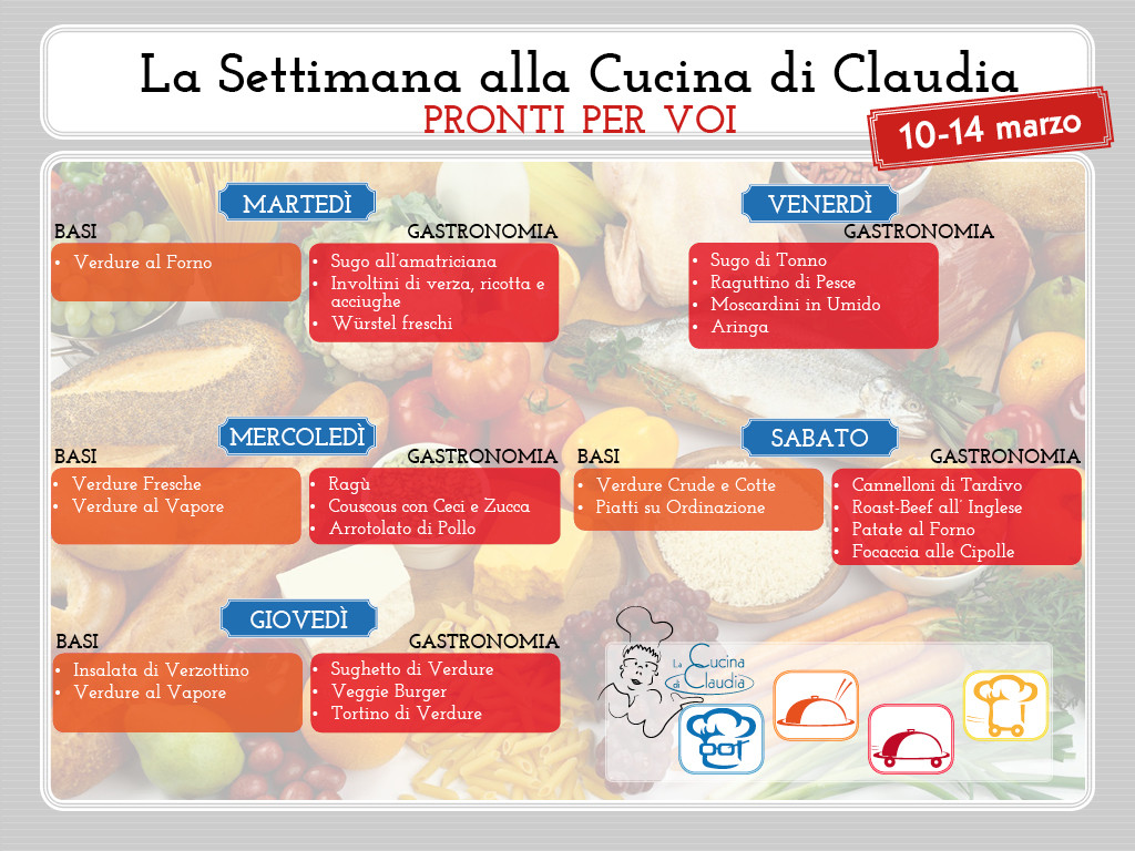Menu 10-14 marzo La Cucina di Claudia Pavia di Udine
